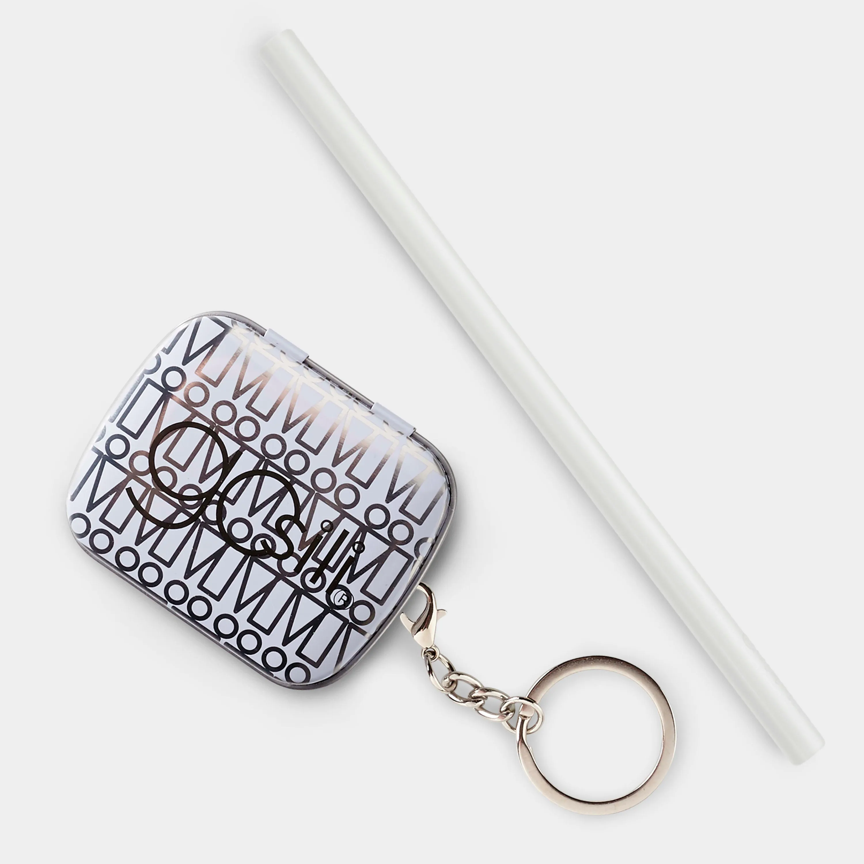 8" Reusable Silicone Straw & Travel Case Key Chain