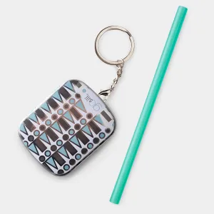 8" Reusable Silicone Straw & Travel Case Key Chain