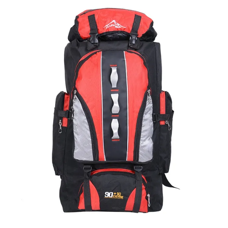 90L 10L  Multifunctional Outdoor Large Capacity Waterproof Nylon Hiking Bag(Red)