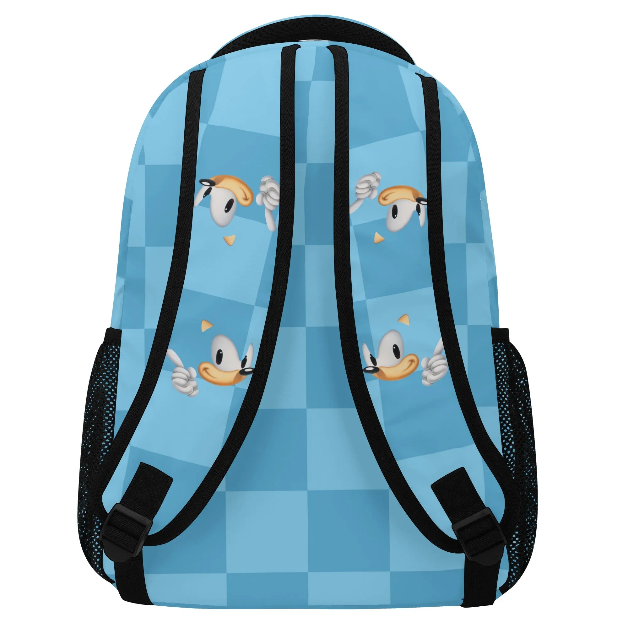 Back to School Supplies: Stylish & Durable Book Bags & Backpacks for Kids and Tweens. Blue Checks Sonic pattern