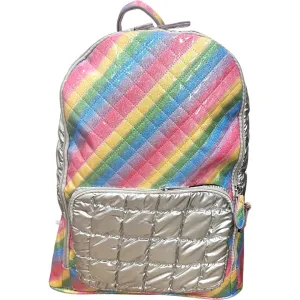 Bari Lynn Quilted Rainbow with Silver Backpack