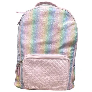 Bari Lynn Shimmer Rainbow Quilted Lavender w/Light Pink Backpack