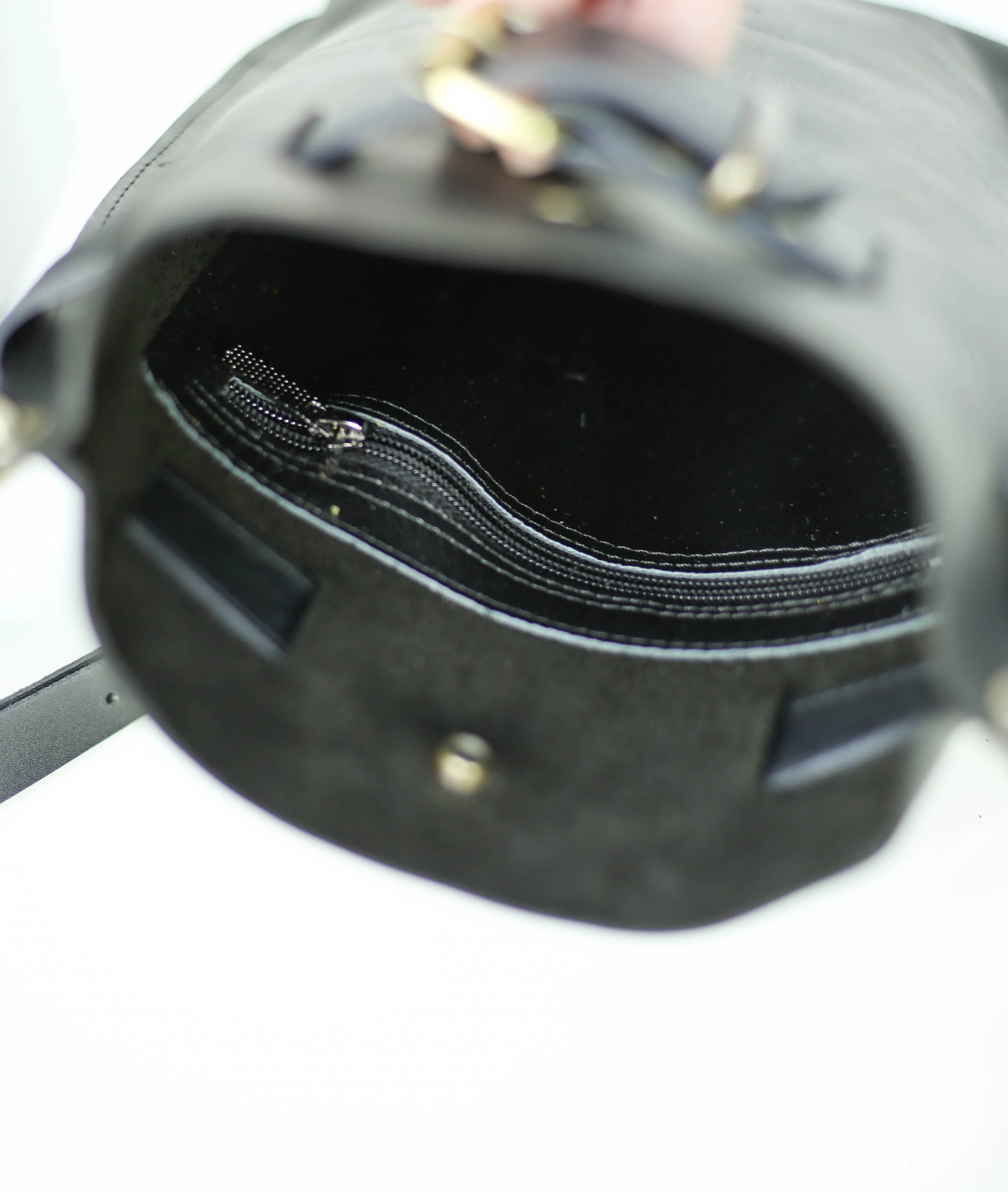 Black Leather Bag - "Ring Belt Edition"