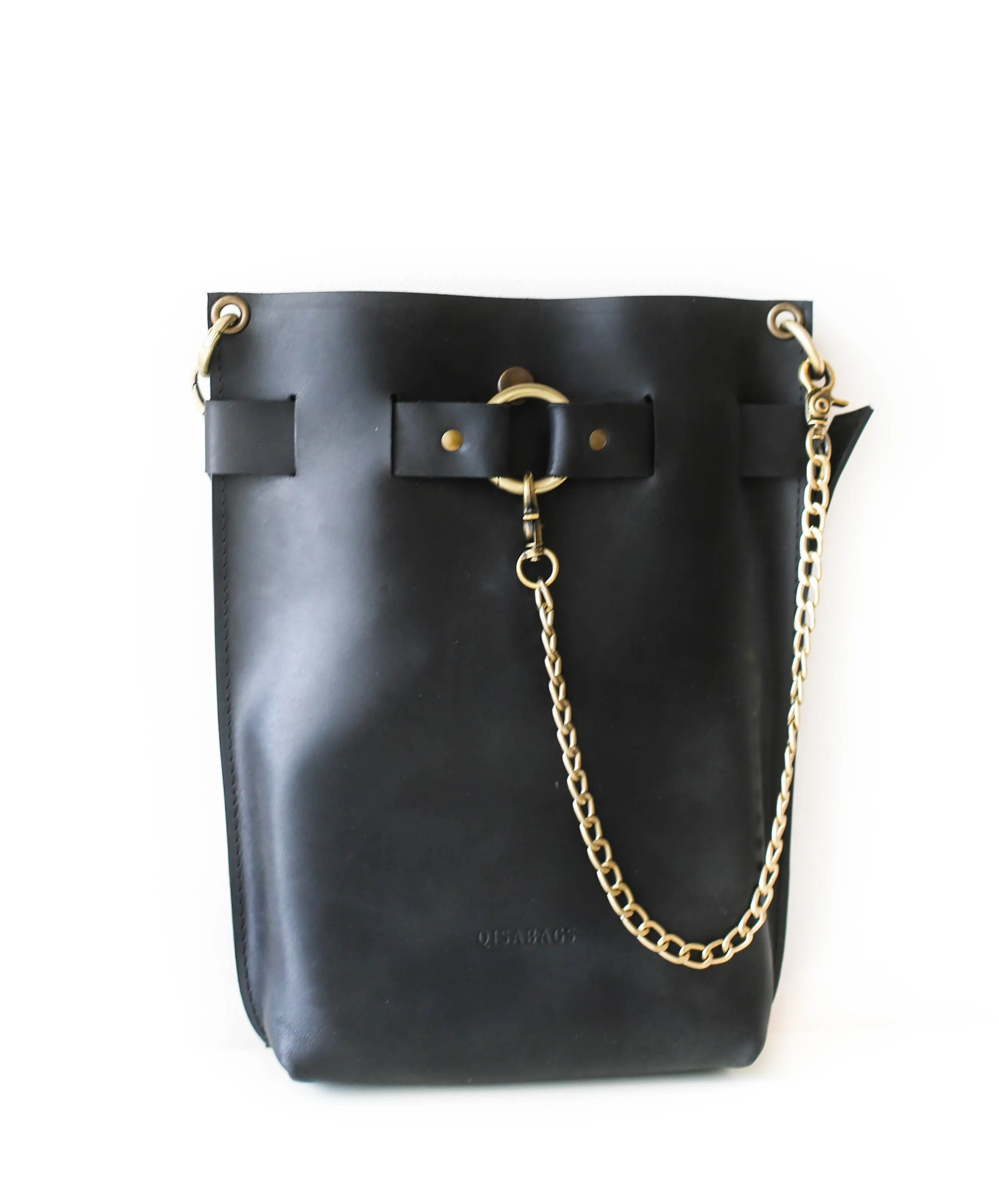 Black Leather Bag - "Ring Belt Edition"