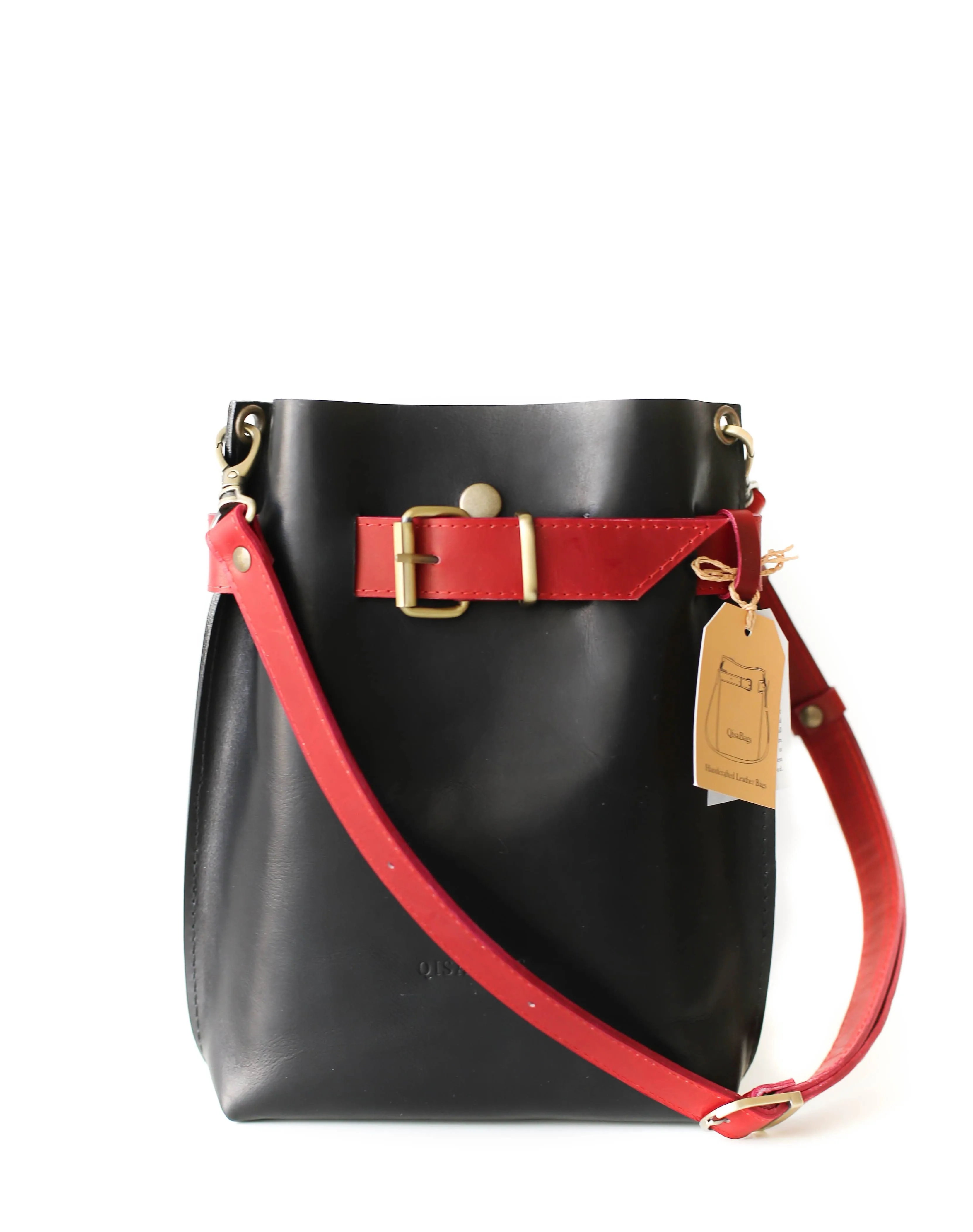 Black w/Red Leather Bag