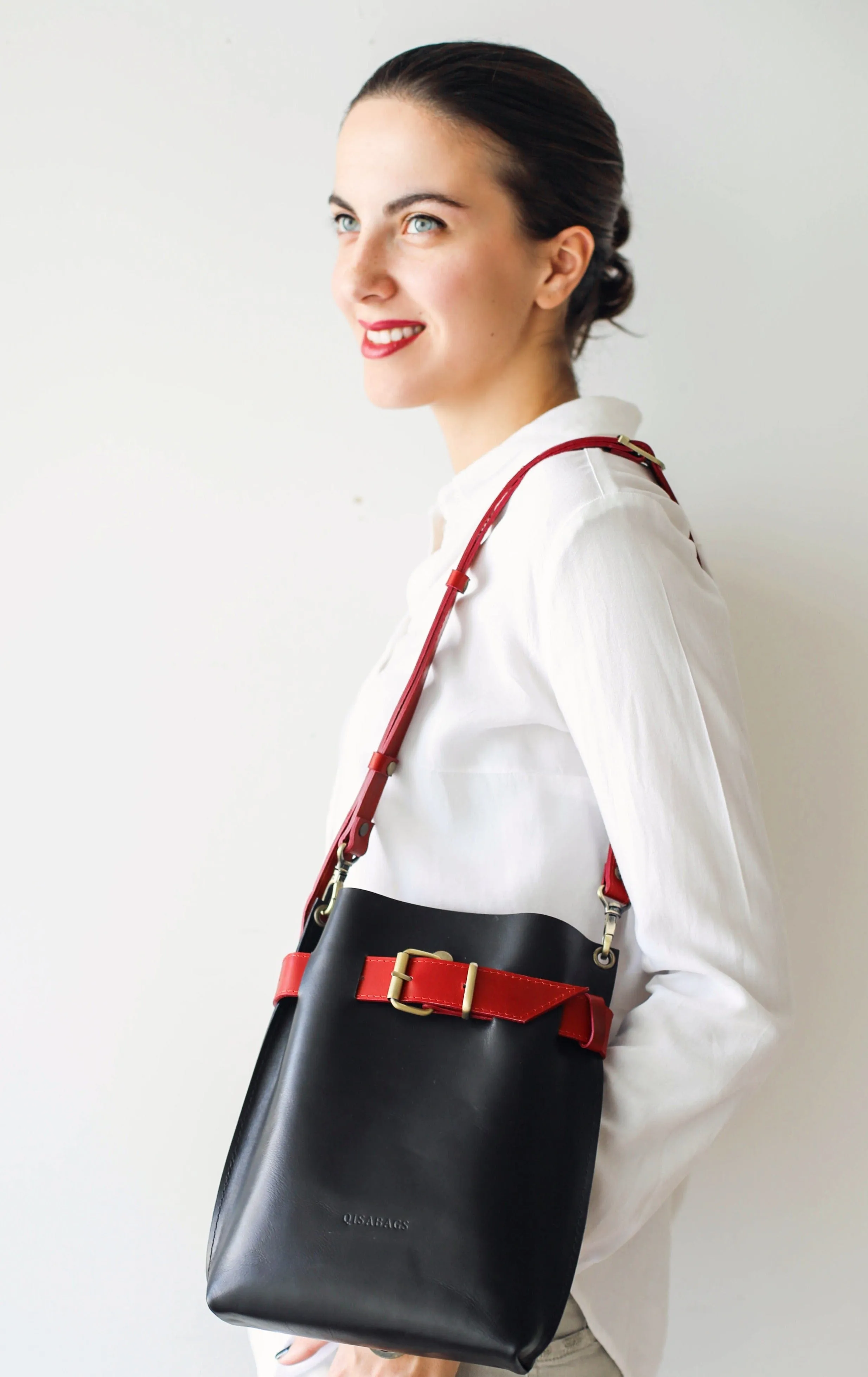 Black w/Red Leather Bag