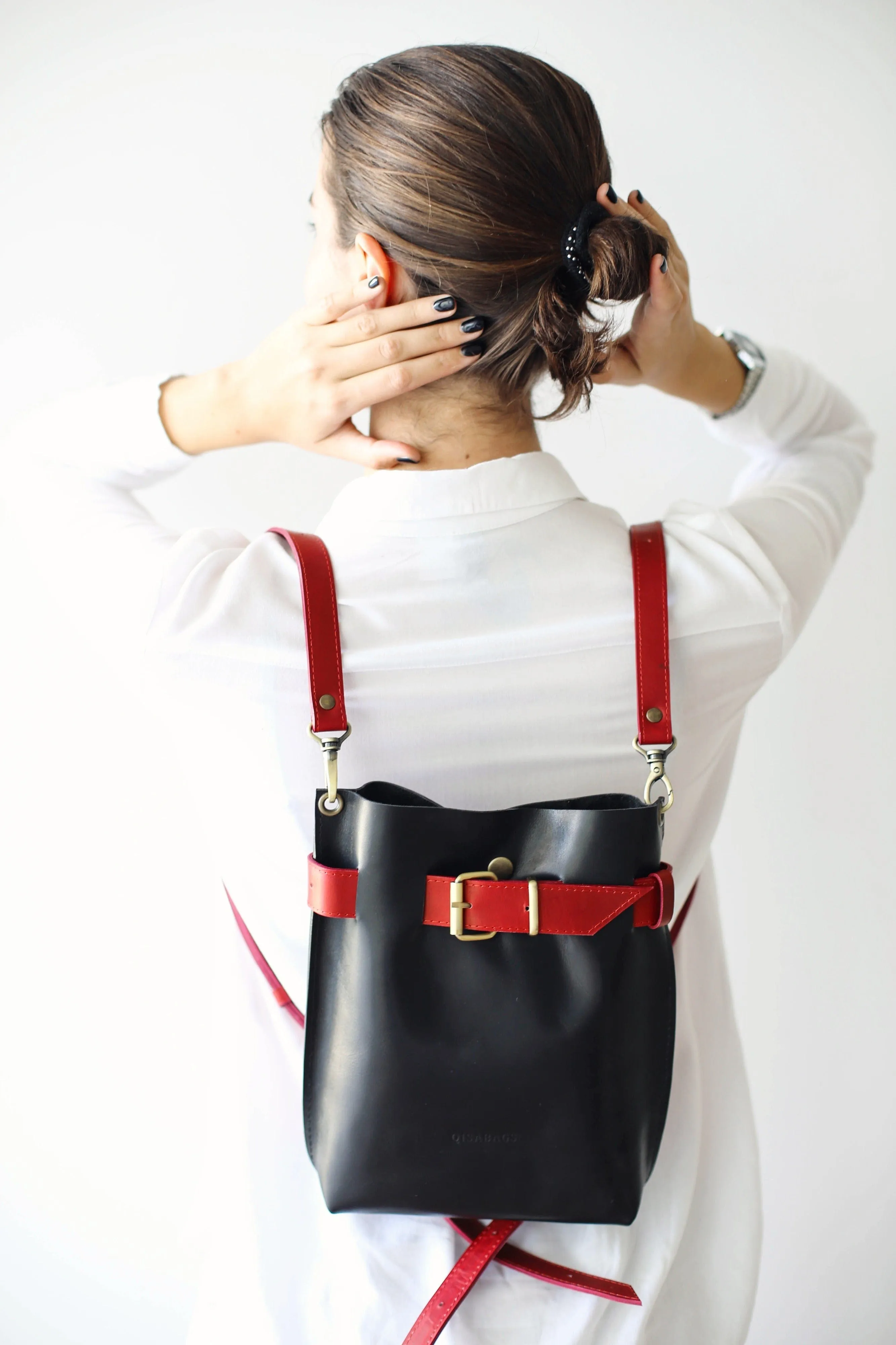 Black w/Red Leather Bag