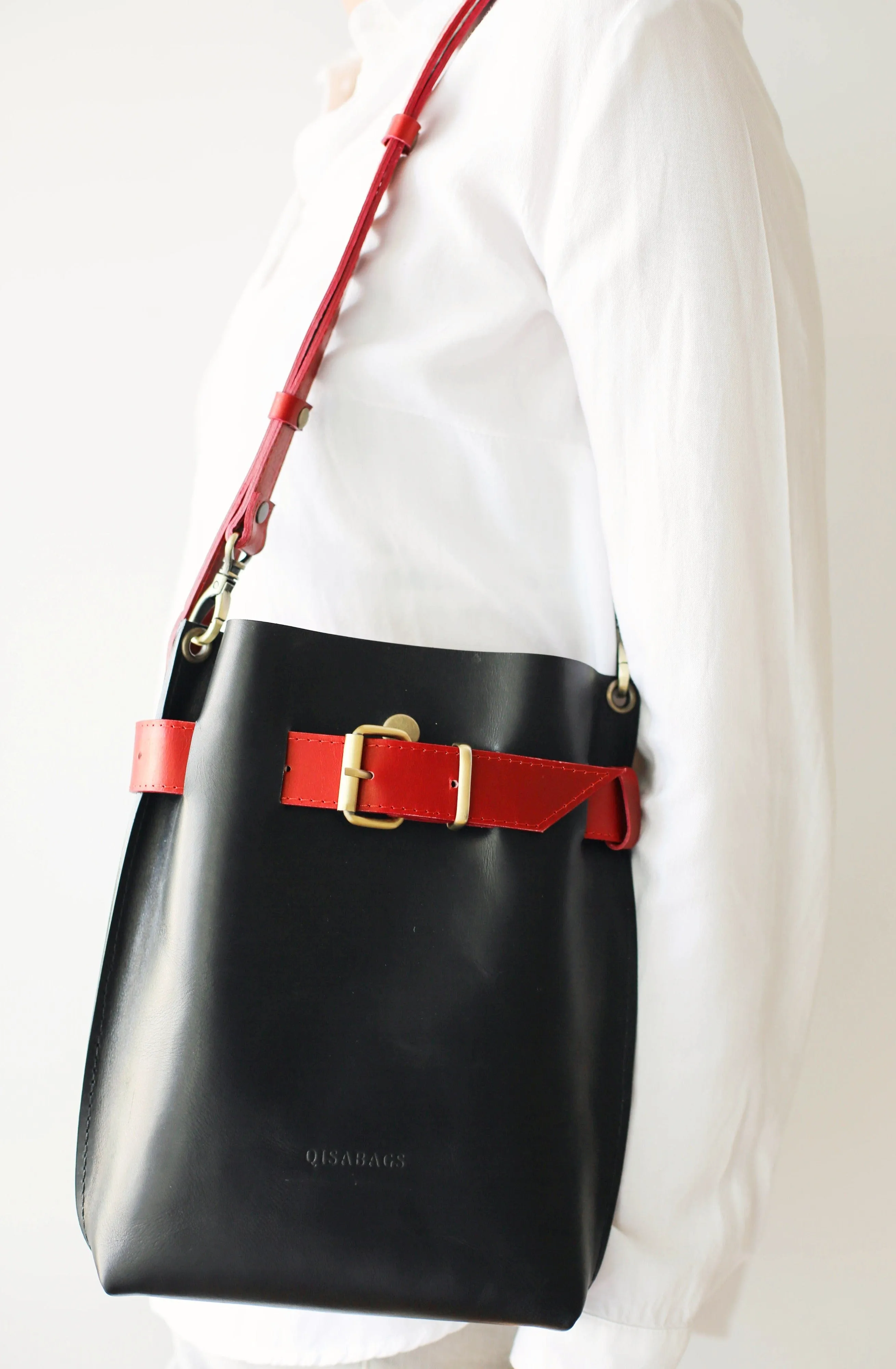 Black w/Red Leather Bag