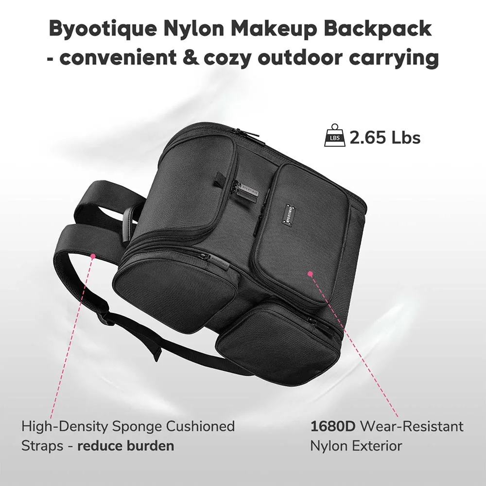 Byootique Makeup Backpack w/ Utility Pouches Lightweight Durable