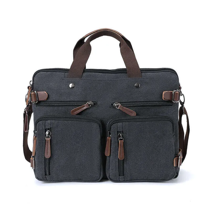 Canvas Laptop Bag: Briefcase, Backpack, Shoulder Bag in One