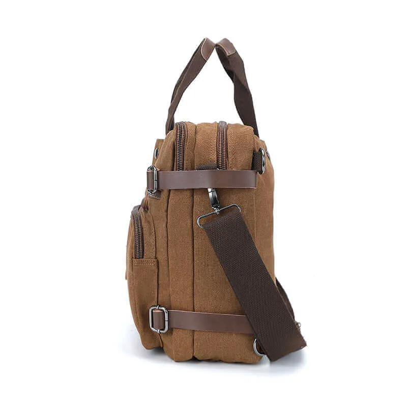 Canvas Laptop Bag: Briefcase, Backpack, Shoulder Bag in One