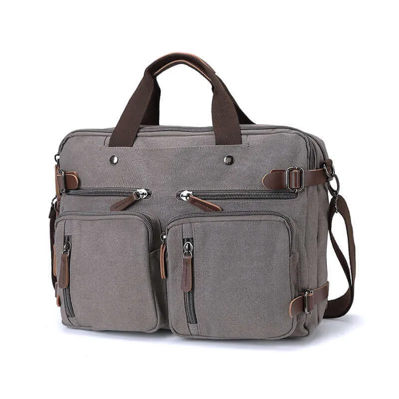 Canvas Laptop Bag: Briefcase, Backpack, Shoulder Bag in One