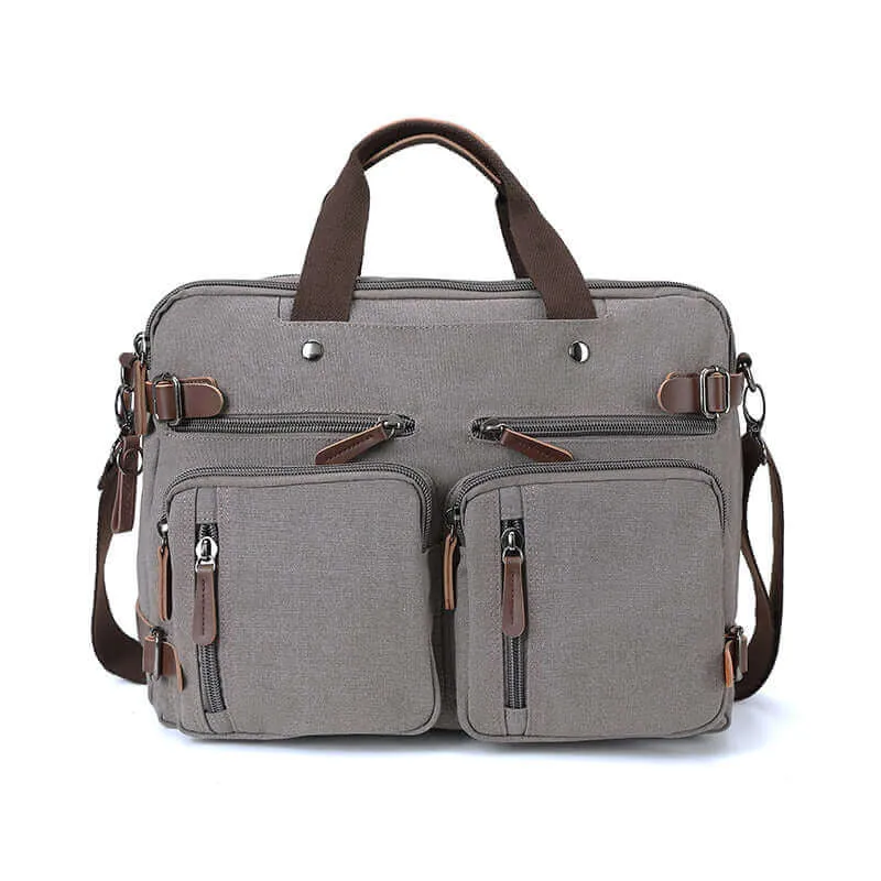 Canvas Laptop Bag: Briefcase, Backpack, Shoulder Bag in One