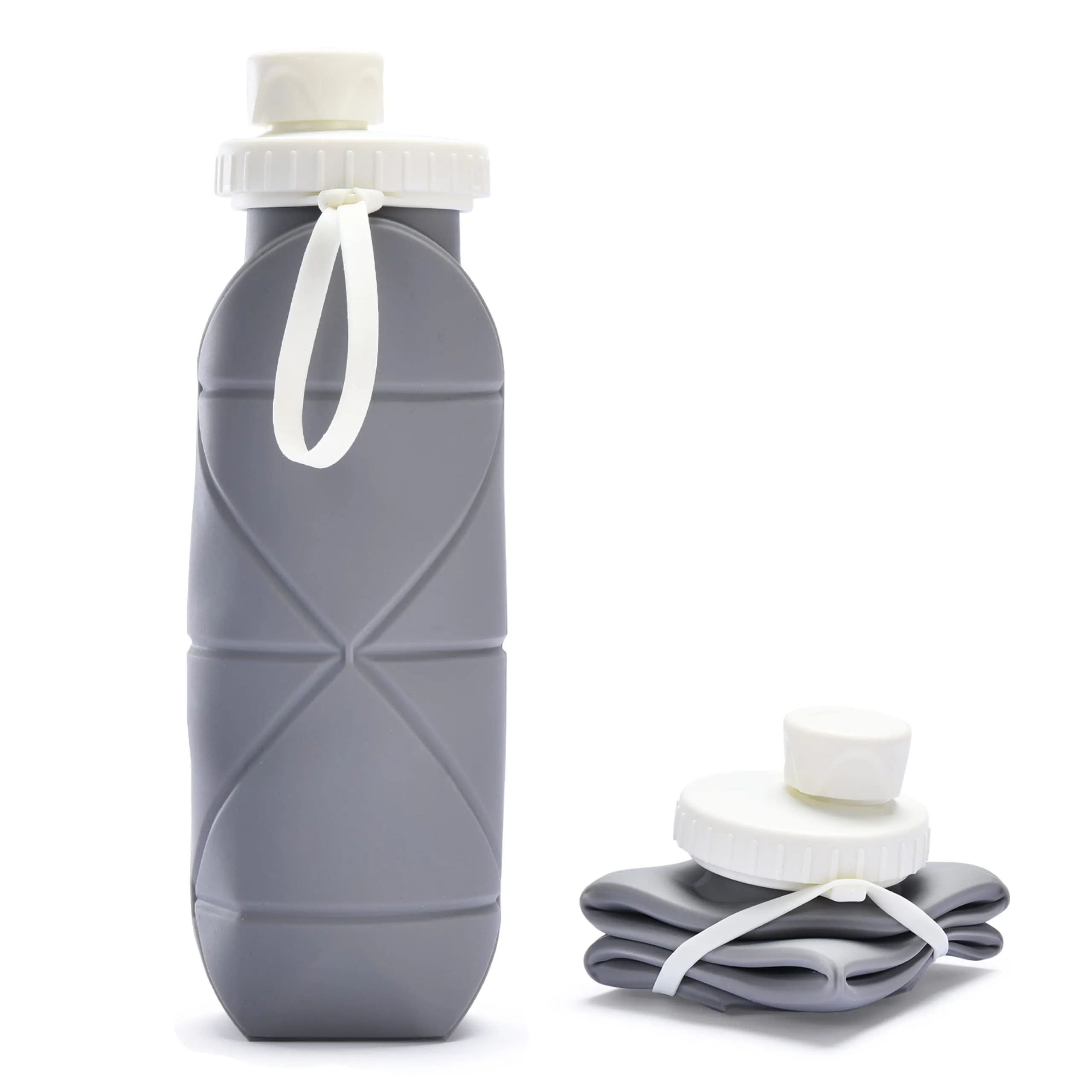 Collapsible Water Bottle 20 Oz (600 Ml) - Foldable Silicone Travel Bottle