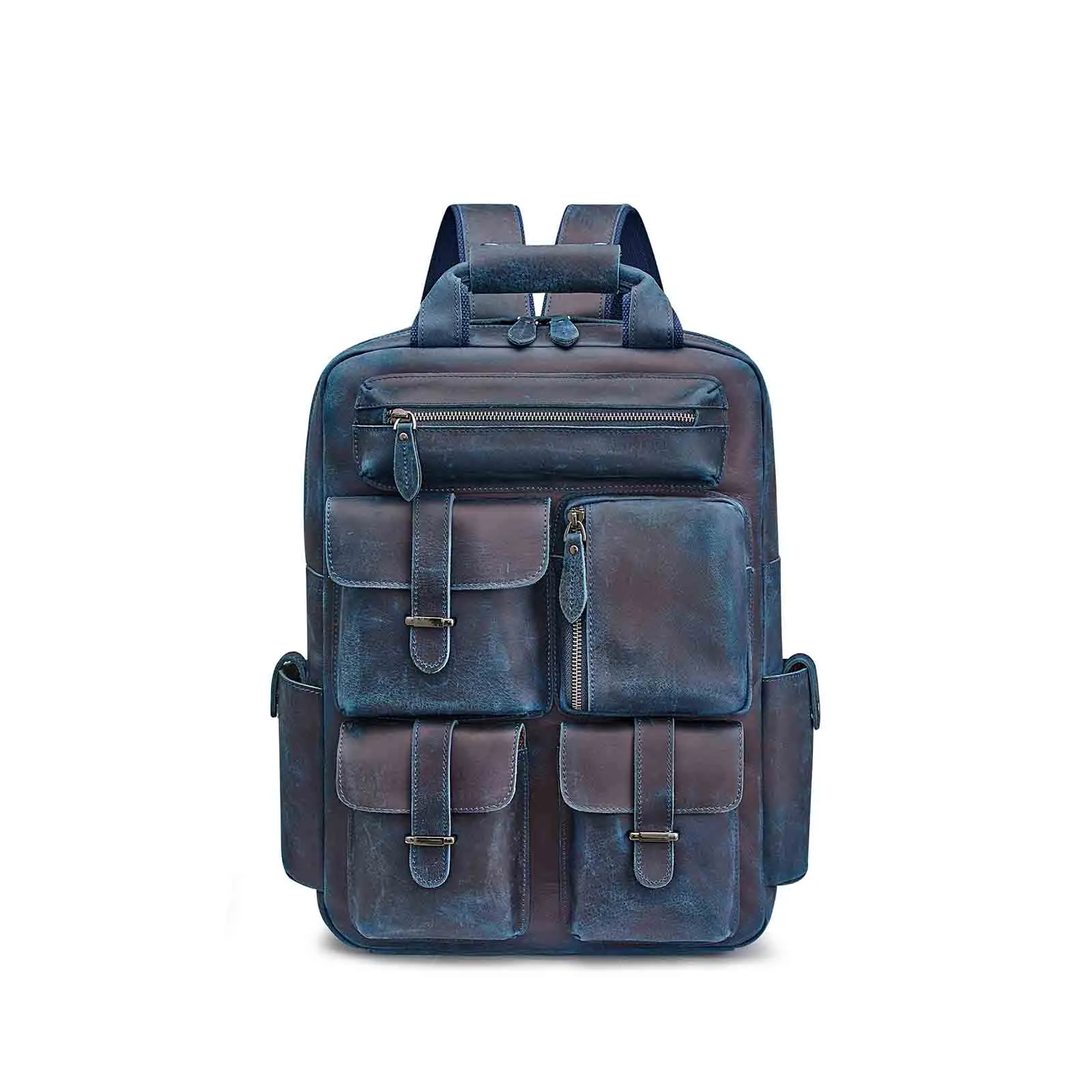 Crazy Horse Genuine Leather Travel Backpack for Men