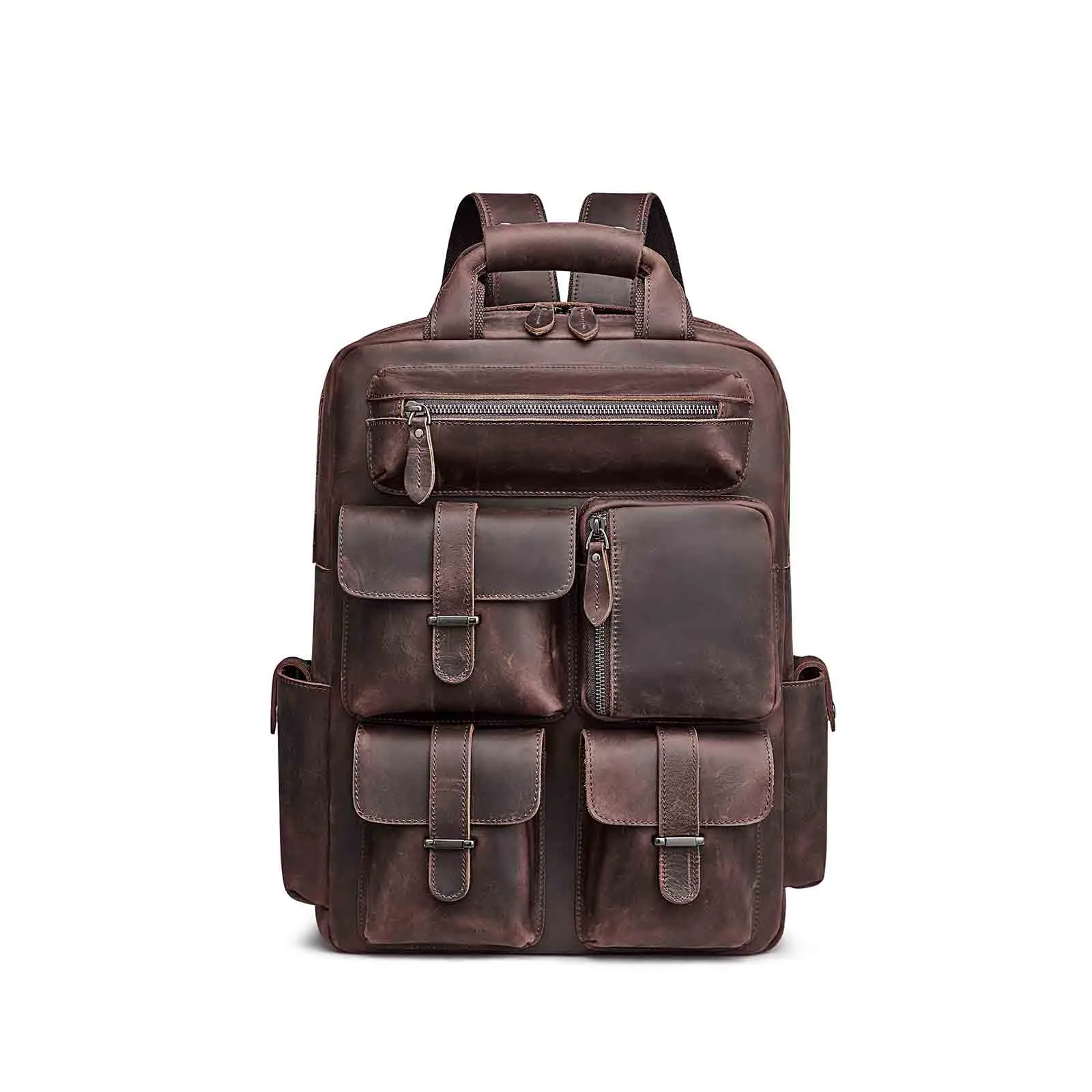 Crazy Horse Genuine Leather Travel Backpack for Men