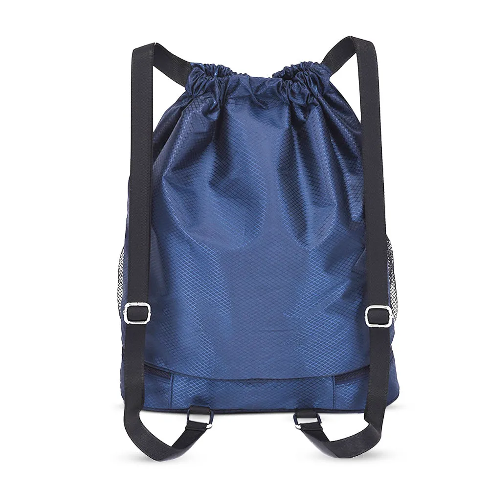 Custom Waterproof Drawstring Bag with Front Zipper Pouch