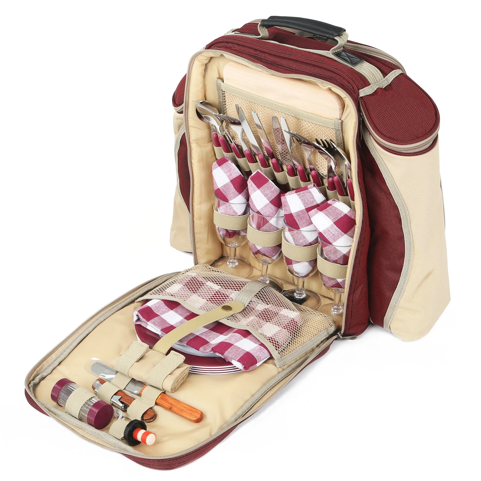 Deluxe Picnic Backpack Hamper for Four People