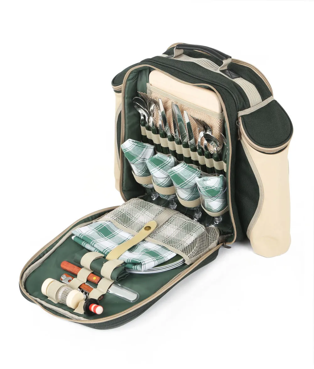 Deluxe Picnic Backpack Hamper for Four People