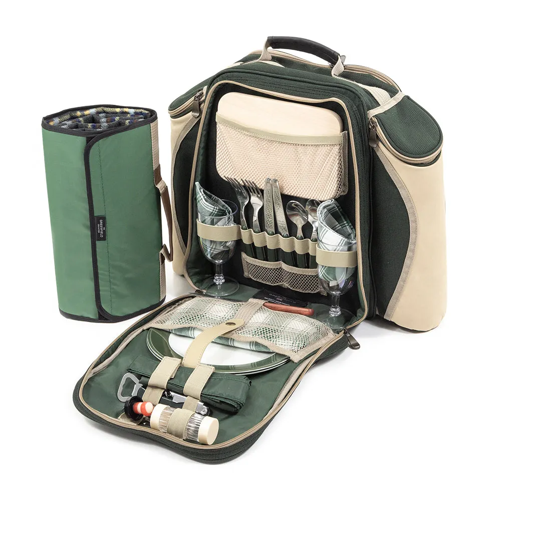 Deluxe Picnic Backpack Hamper for Two People with Matching Picnic Blanket