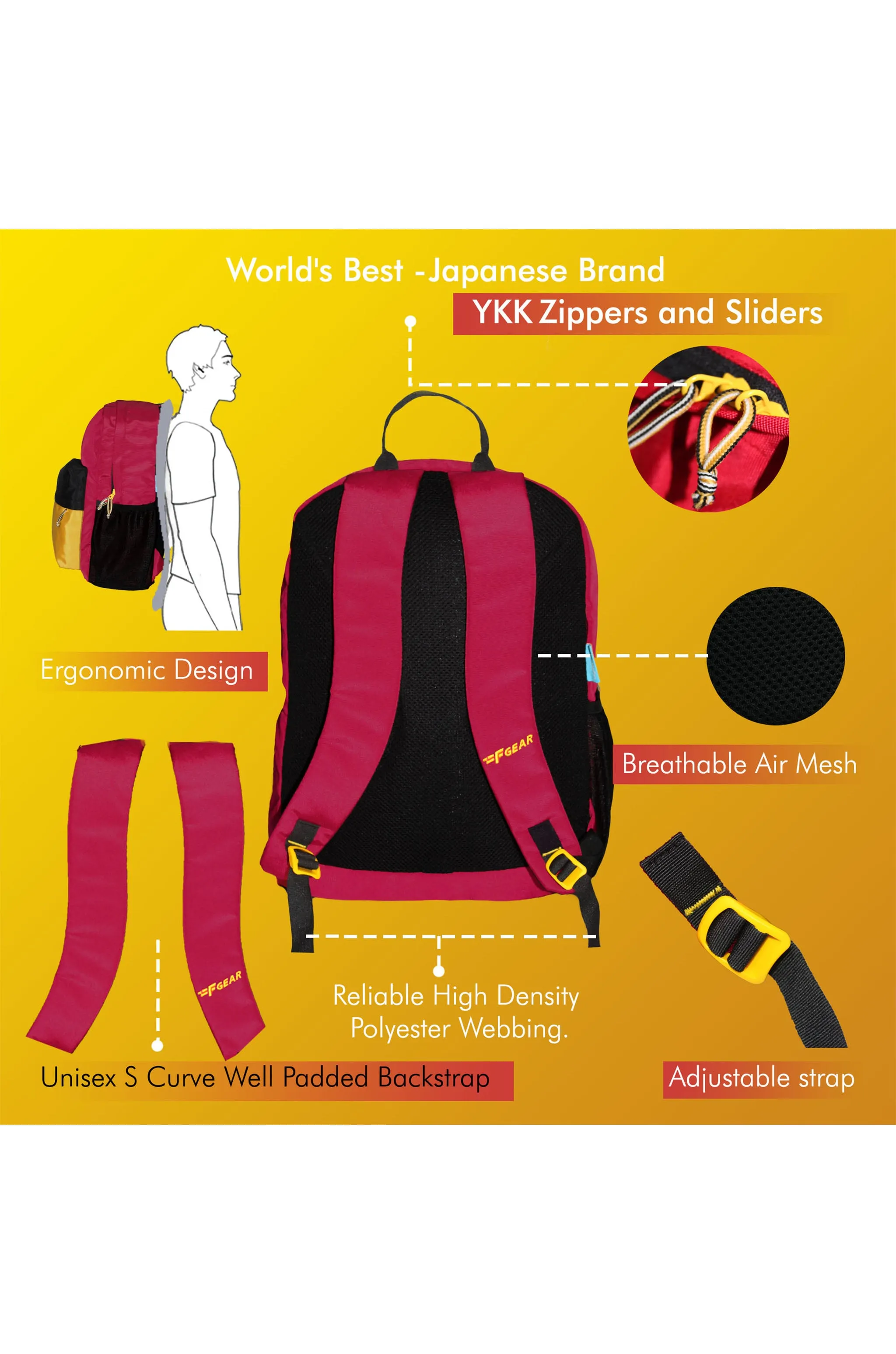 Emprise 23L Guc Red Yellow Black Backpack