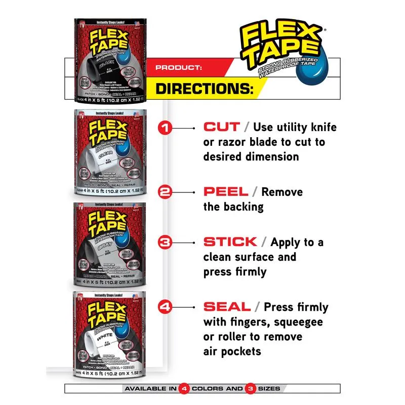 Flex Seal Family of Products Flex Tape MINI 3 in. W X 4 in. L Clear Waterproof Repair Tape