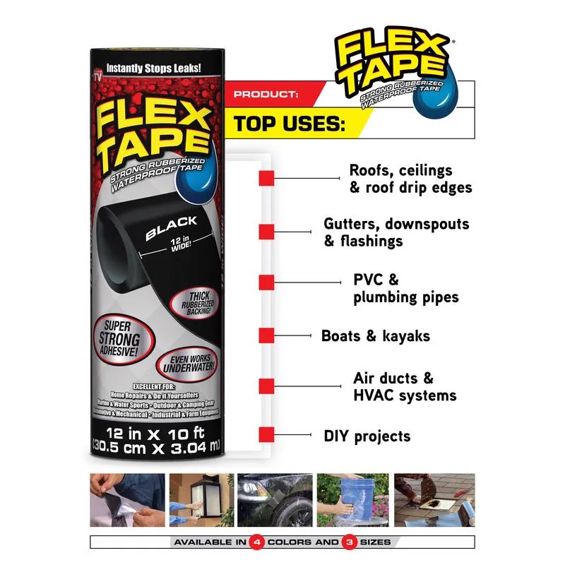 Flex Seal Family of Products Flex Tape MINI 3 in. W X 4 in. L Clear Waterproof Repair Tape