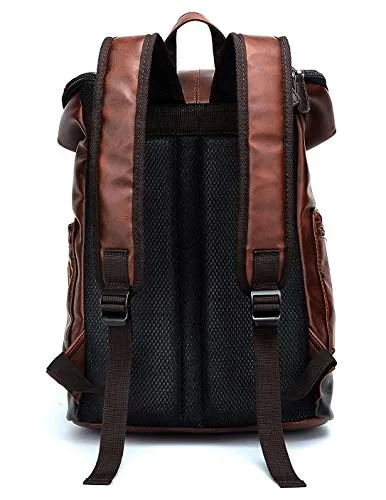 FUR JADEN Brown Leatherette Anti Theft Casual Laptop Backpack with 15.6 Inch Laptop Pocket