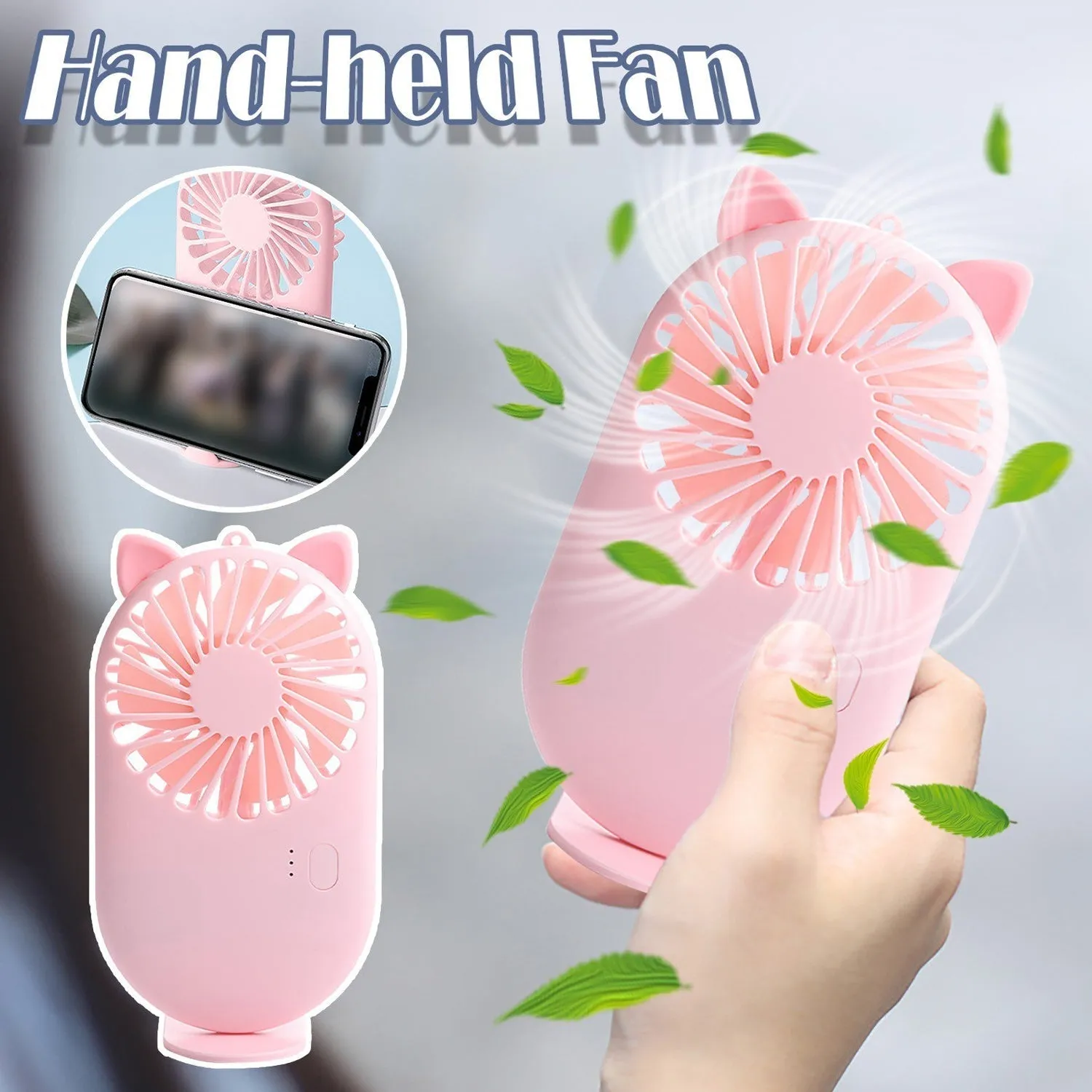 Handheld Fan Creative Mini Fan Personal Fan USB Fan Pocket Fan with Bracket Table Personal Fan for Desktop Mini Fan Mini Fans Personal Fans (Battery Not Include)