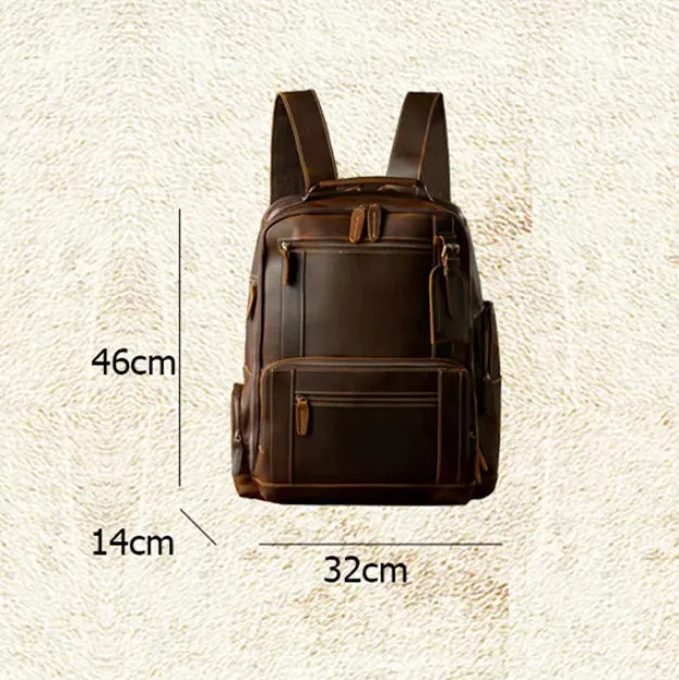 Handmade Leather Backpack – Men’s British Style Retro Vintage Design, Durable and Stylish