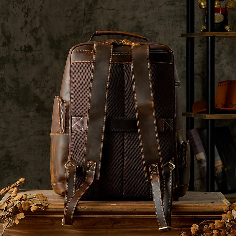 Handmade Leather Backpack – Men’s British Style Retro Vintage Design, Durable and Stylish