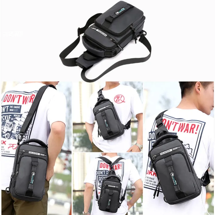 HaoShuai 1100-1 Men Chest Bag Multifunctional Single / Double Shoulder Backpack with External USB Charging Port(Black)