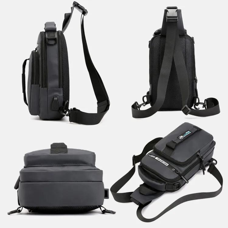 HaoShuai 1100-1 Men Chest Bag Multifunctional Single / Double Shoulder Backpack with External USB Charging Port(Black)