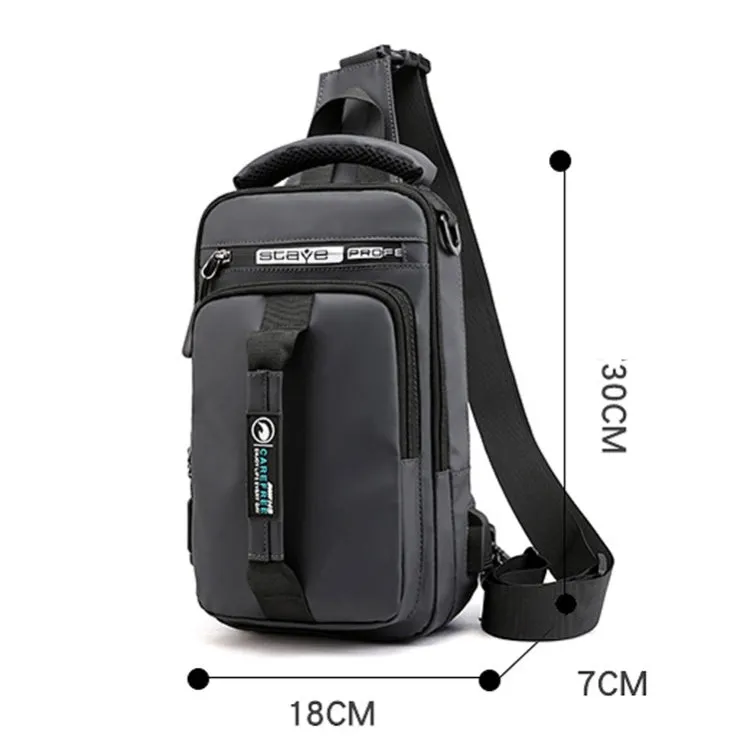 HaoShuai 1100-1 Men Chest Bag Multifunctional Single / Double Shoulder Backpack with External USB Charging Port(Black)