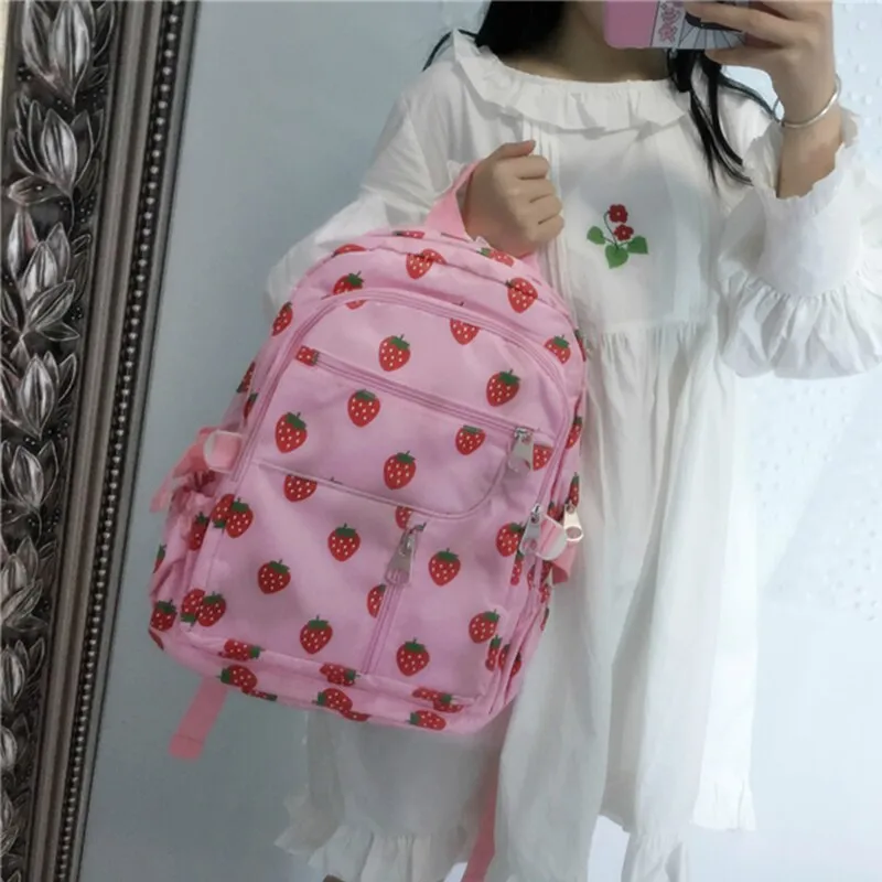 Harajuku Strawberry Canvas Backpack