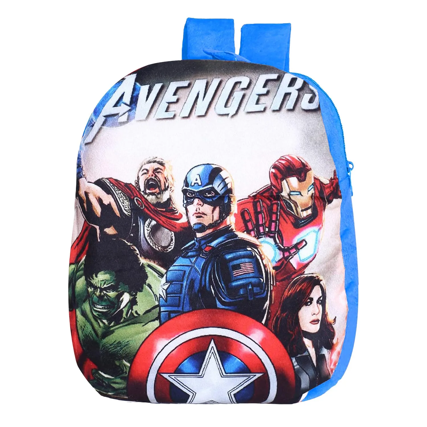 Heart Home Marvel Avengers Backpack | 2 Compartment Velvet School Bag | School Bag for Kids | Kids School Backpack | Backpack for School | Blue