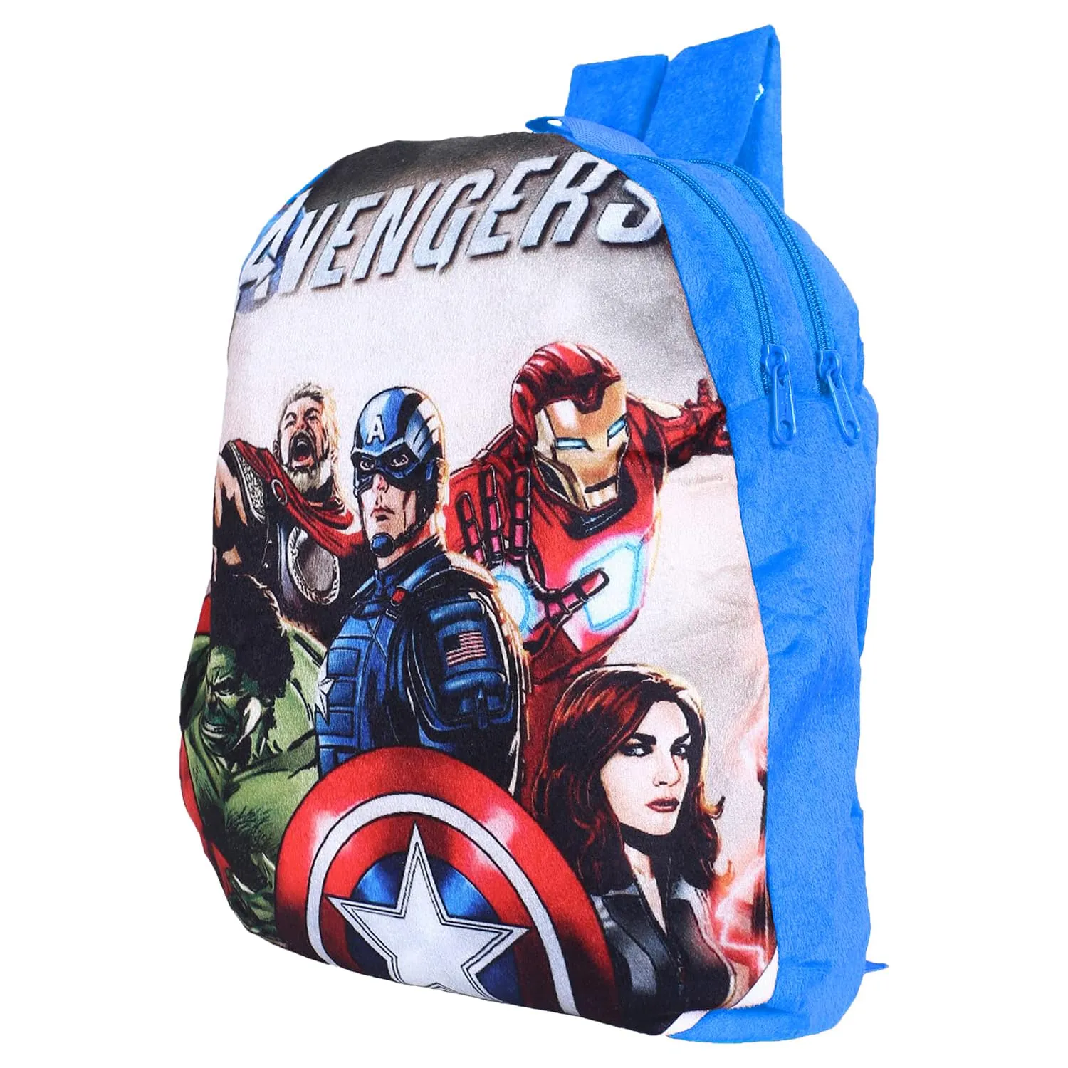 Heart Home Marvel Avengers Backpack | 2 Compartment Velvet School Bag | School Bag for Kids | Kids School Backpack | Backpack for School | Blue