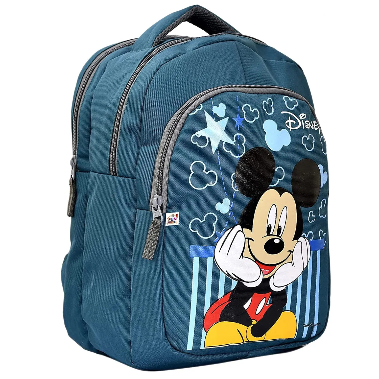 Heart Home Rexien Waterproof Lightweight Disney Mickey Mouse Print Backpack|Sturdy School Bag For Kids (Green)