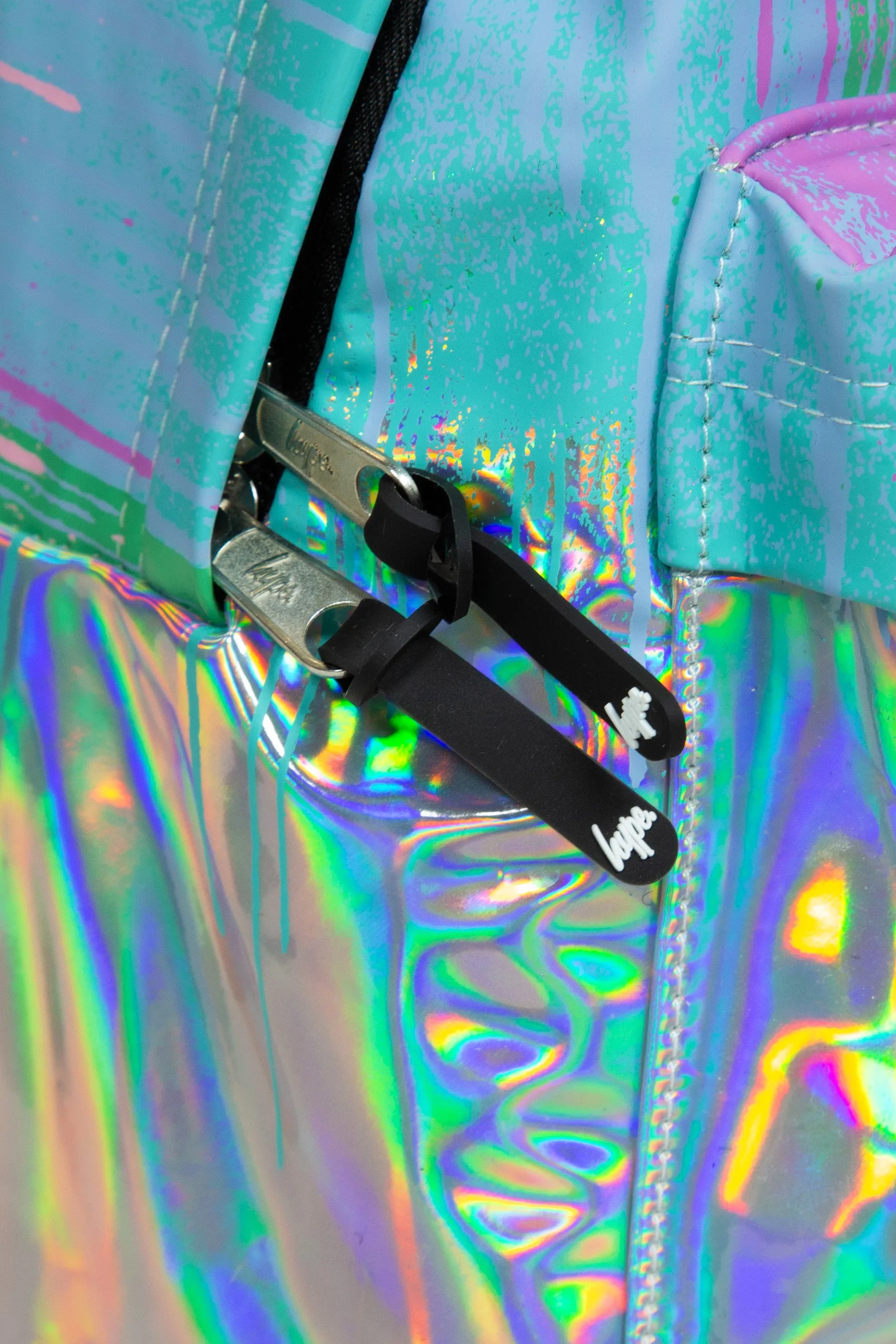 Hype Iconic Pink/Teal Holo Drips Girls Backpack