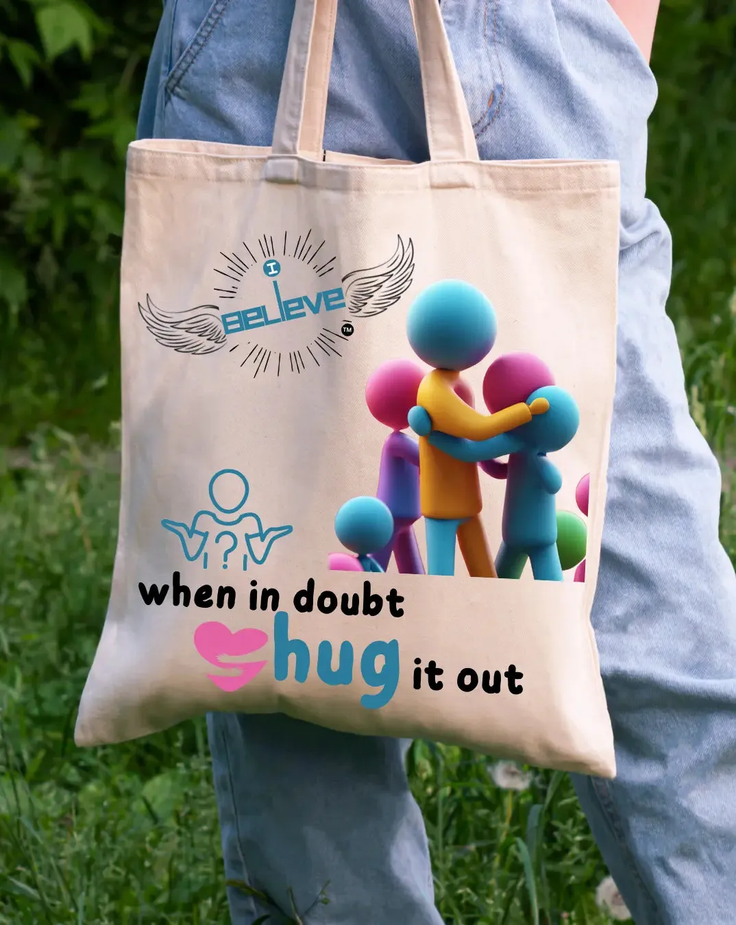 I Believe in Hugs Daily Thaila -  Canvas Reusable Bags