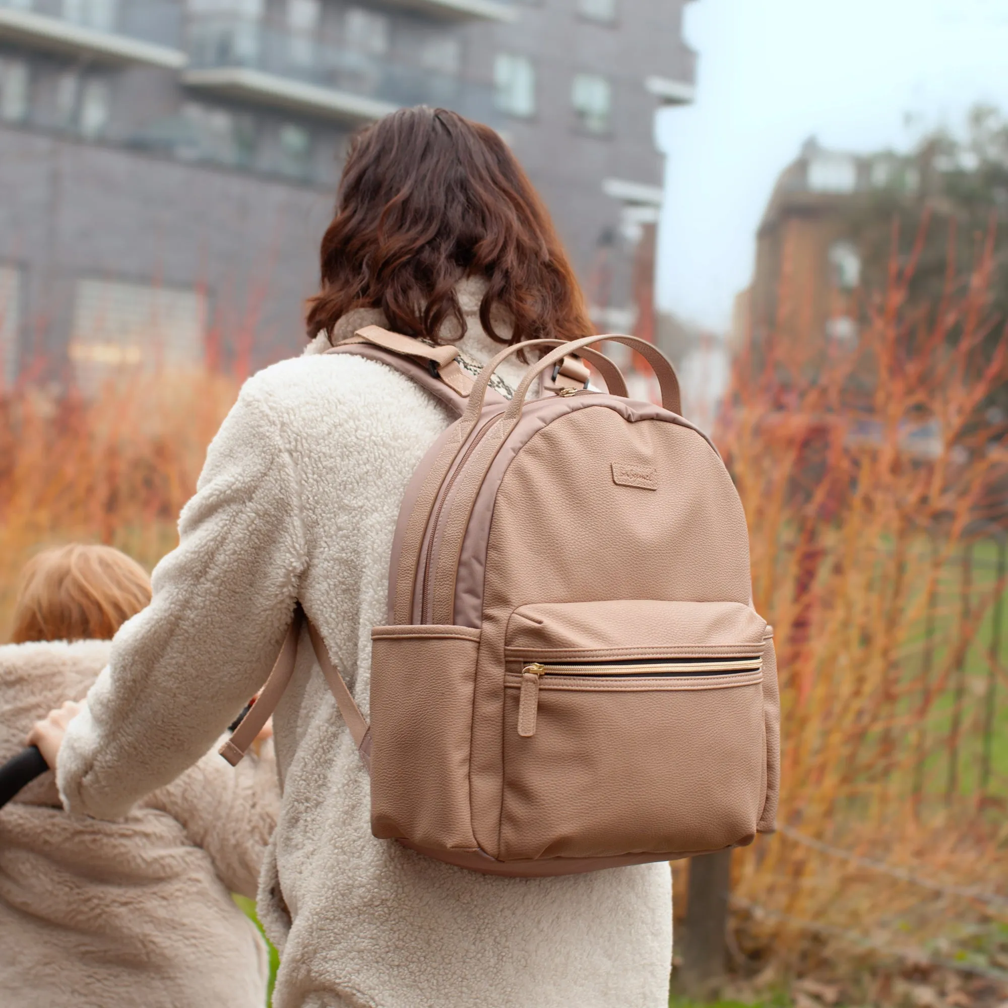 Lola Backpack Nappy Bag Vegan Leather - Blush