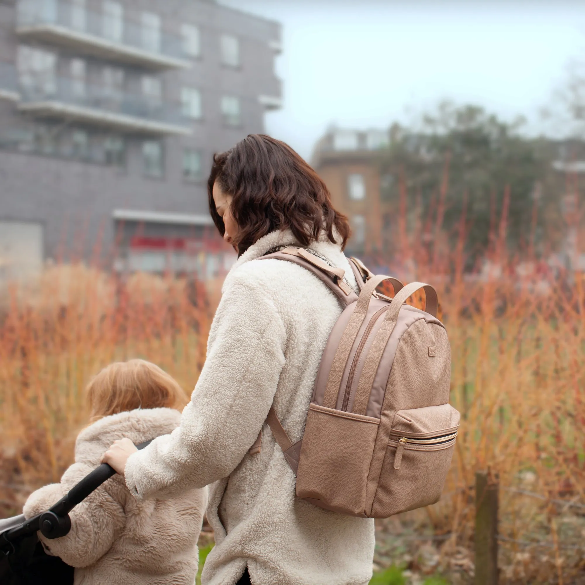 Lola Backpack Nappy Bag Vegan Leather - Blush