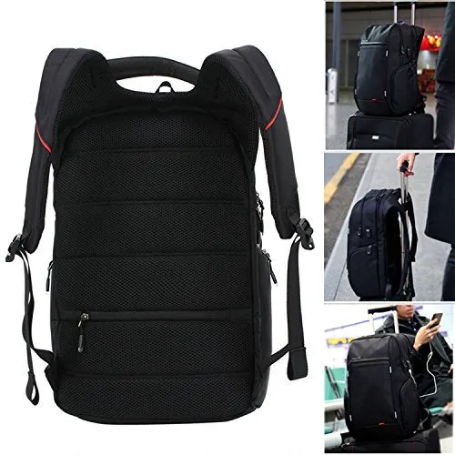 LUXUR 37L Laptop Backpack USB Charging Port Nylon Casual School Business Travel Daypack