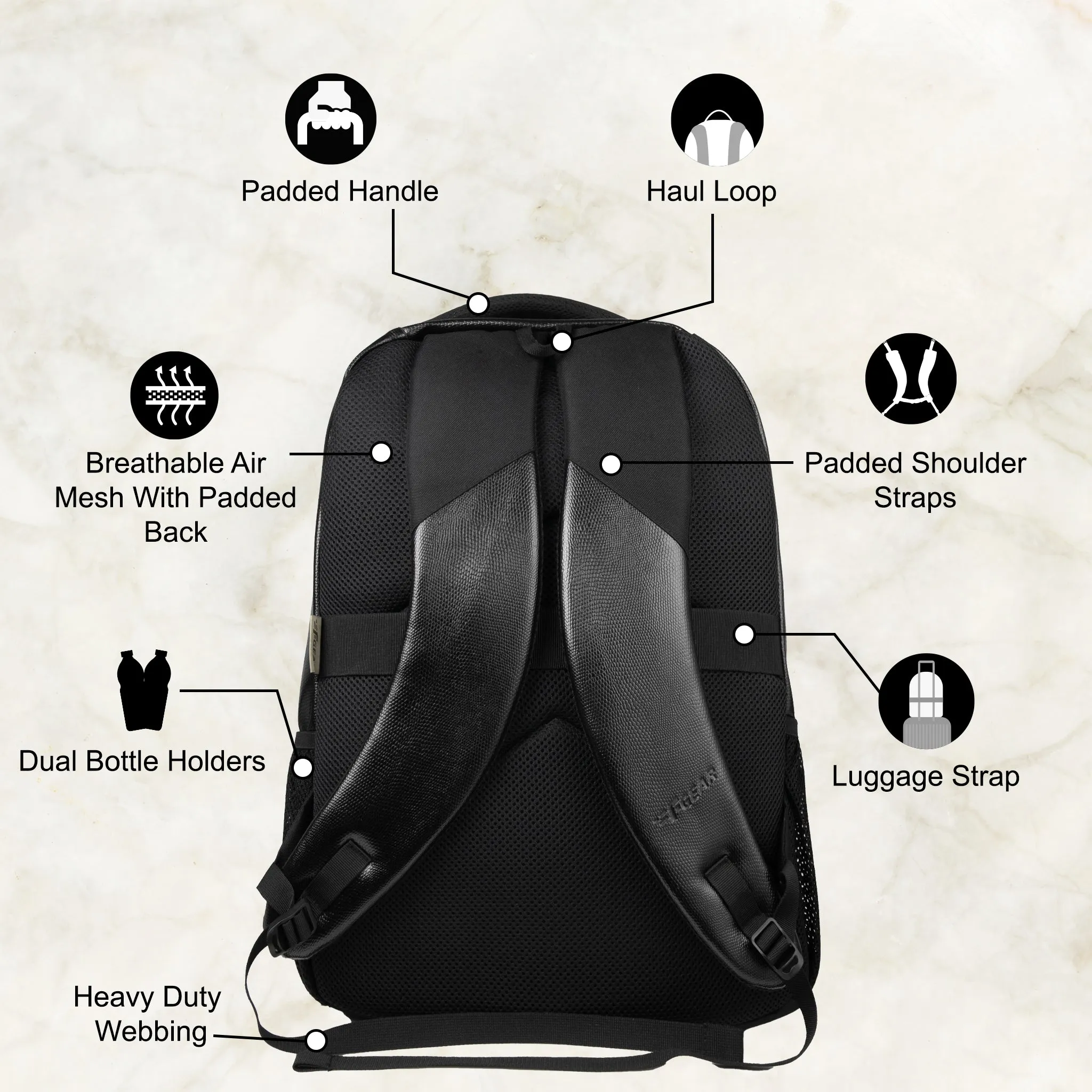 Mastermind 27L Black Vegan Leather Laptop Backpack