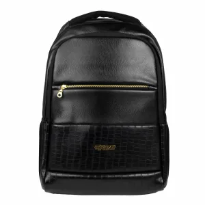 Mastermind 27L Black Vegan Leather Laptop Backpack