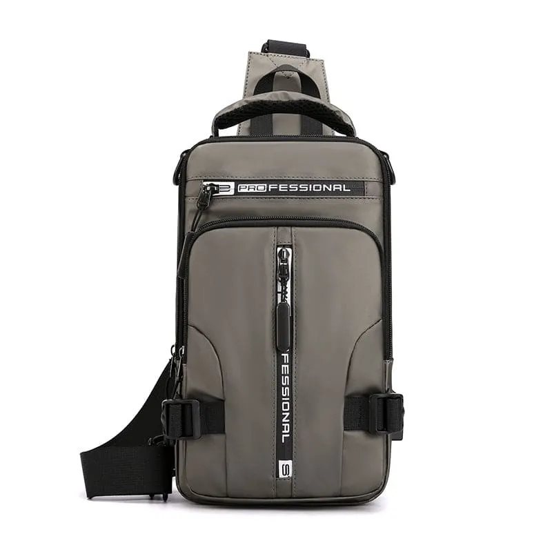 Men Waterproof USB Charging Port Backpack & Crossbody Bag