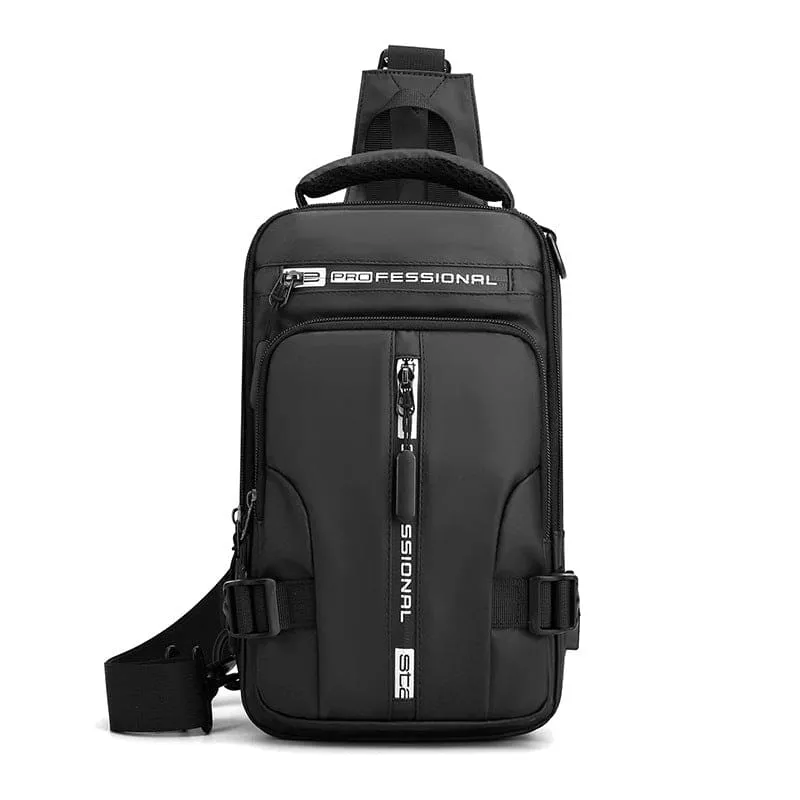 Men Waterproof USB Charging Port Backpack & Crossbody Bag