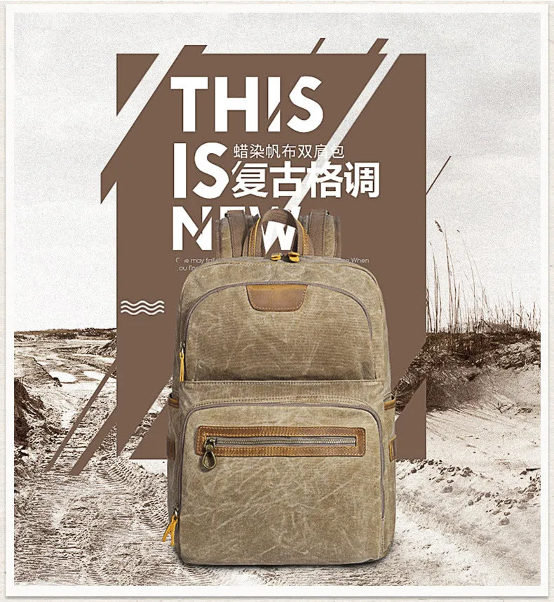 Men's Shoulder Retro Canvas Casual Travel Backpack