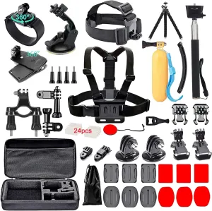 NJA Pro 60 in 1 Camera Accessories Kit Compatible with GoPro Hero 12 11 10 9 8 7, GoPro Max, GoPro Fusion, DJI Osmo Action, AKASO, APEMAN, Campark, SJCAM