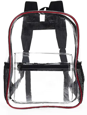 Omaya Clear See Through Transparent Travel Safe Backpack (Red)